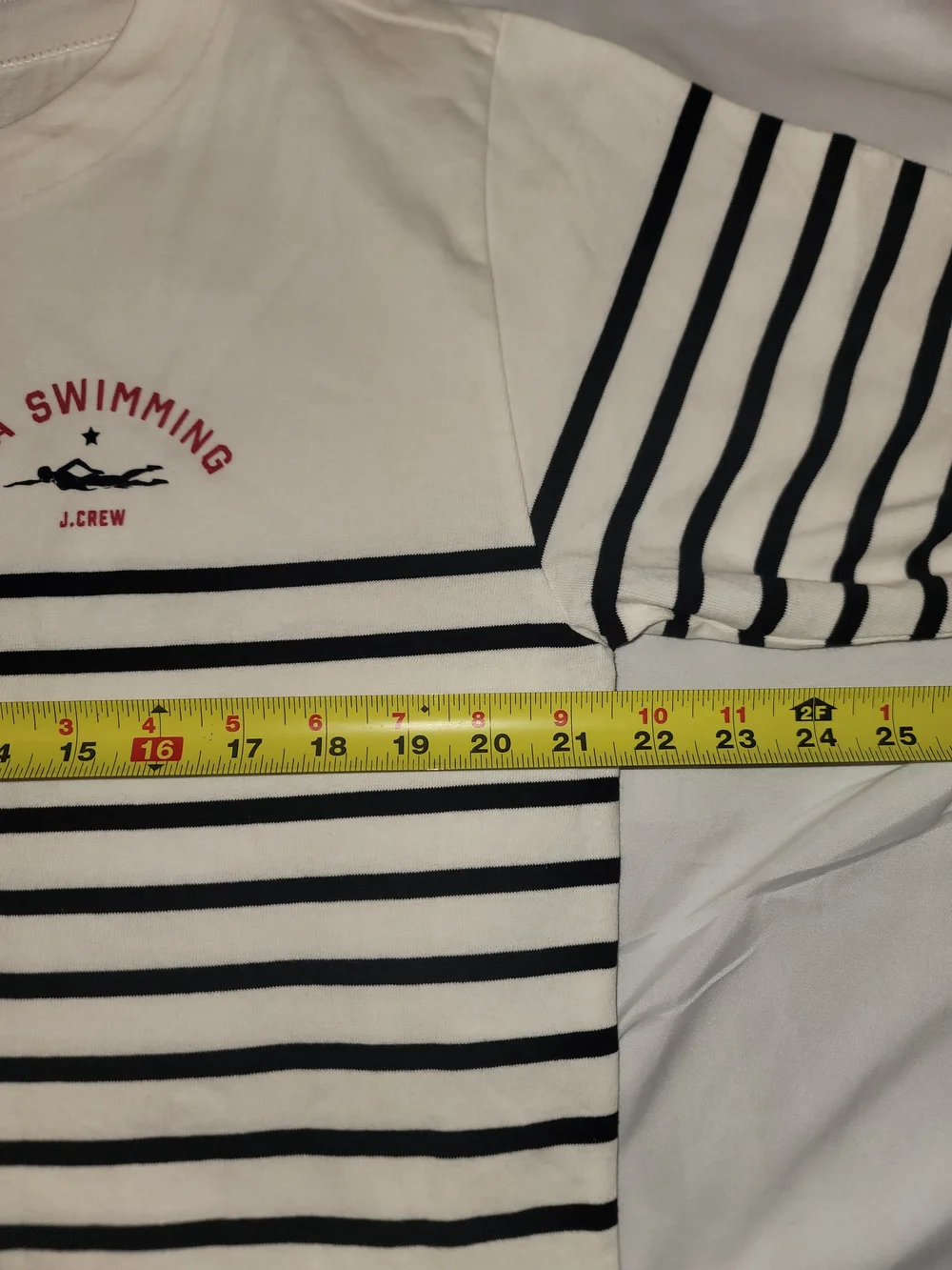 J. Crew×USA Swimming Cropped Boatneck Striped Mariner Top M Cotton NWT